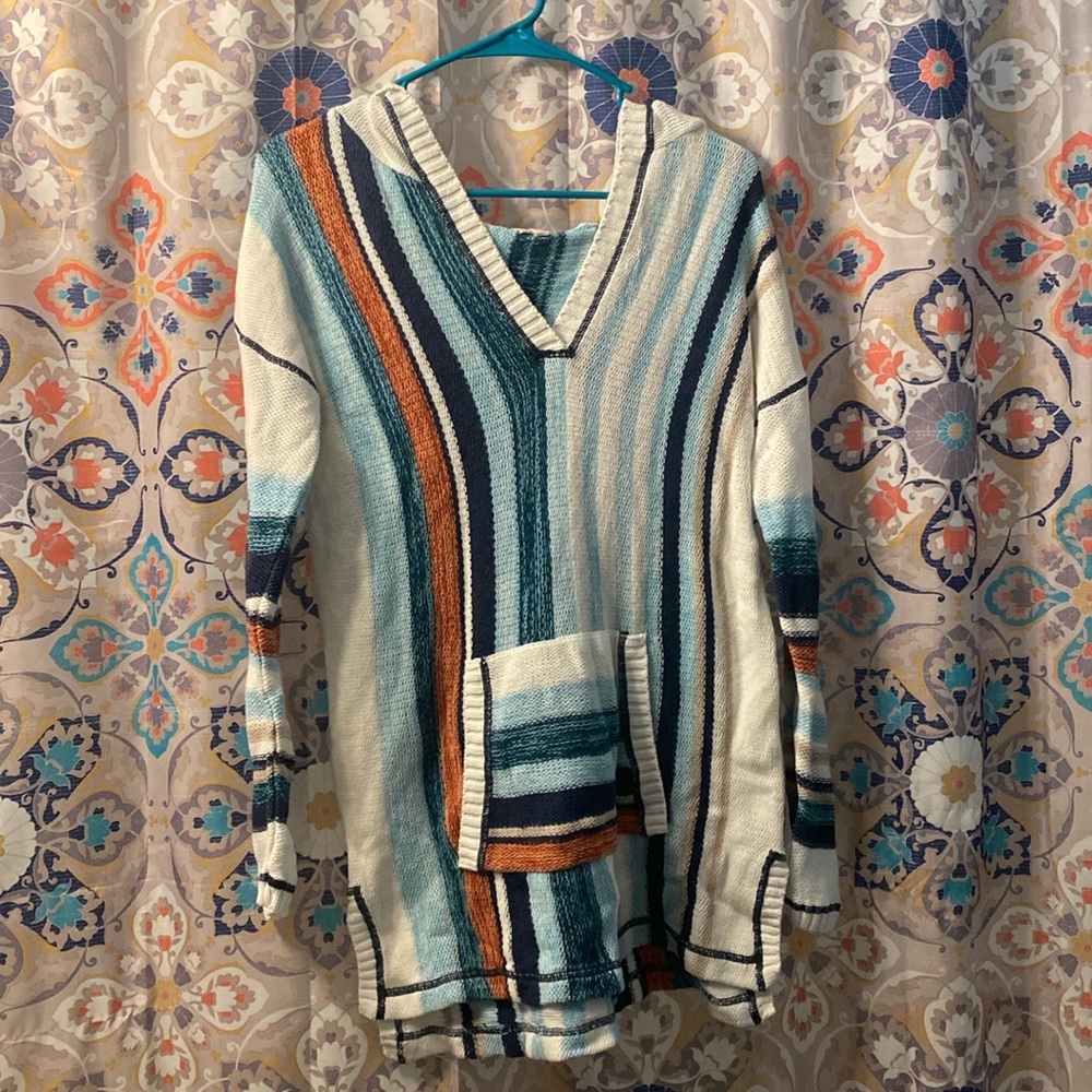 Soft Surroundings knitted striped hoodie
